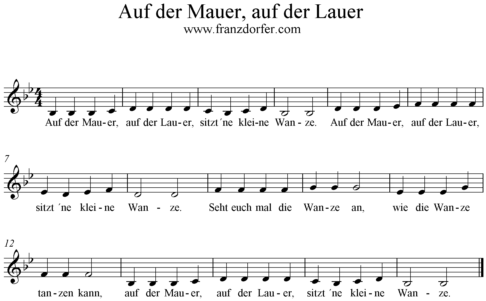 Noten , Bb-Dur, tief, Klarinette Anfänger